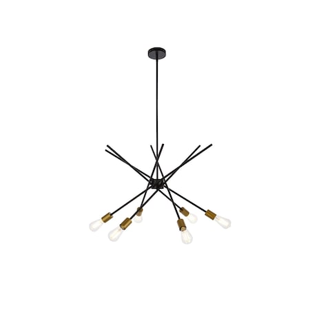 Armin 6 Lights Pendant In Black With Brass